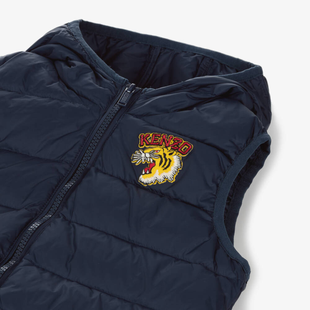 KENZO KIDS-Boys Navy Hooded Down Vest | Childrensalon Outlet
