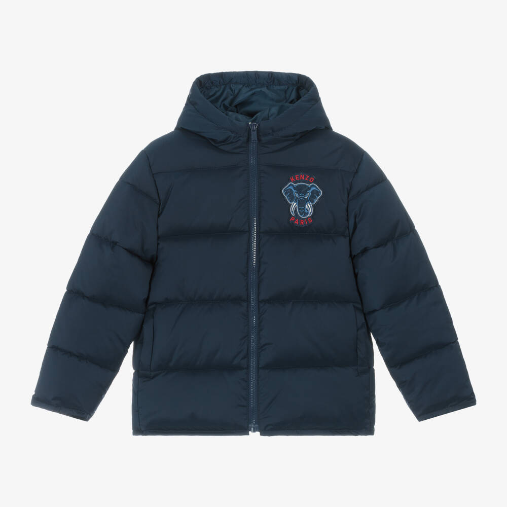 KENZO KIDS-Boys Navy Hooded Puff Jacket | Childrensalon Outlet
