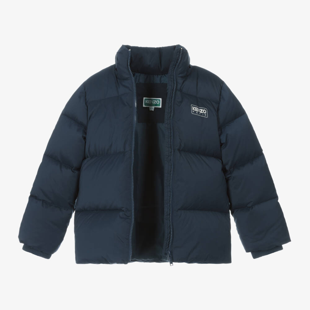 KENZO KIDS-جاكيت بافر مبطن بريش لون كحلي | Childrensalon Outlet