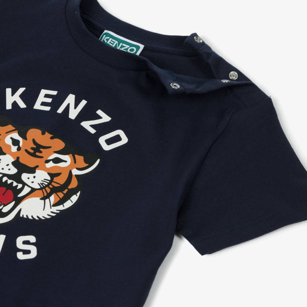 KENZO KIDS-Boys Navy Tiger Cotton Tee | Childrensalon Outlet