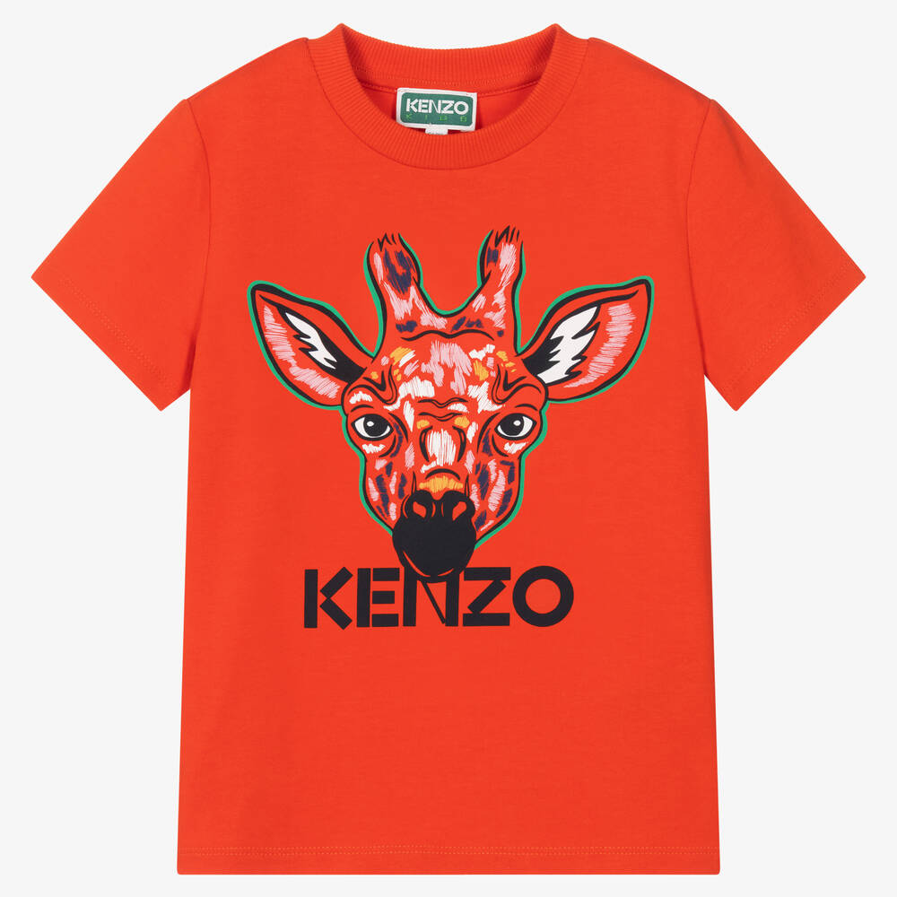 KENZO KIDS - تيشيرت قطن لون برتقالي للأولاد | Childrensalon