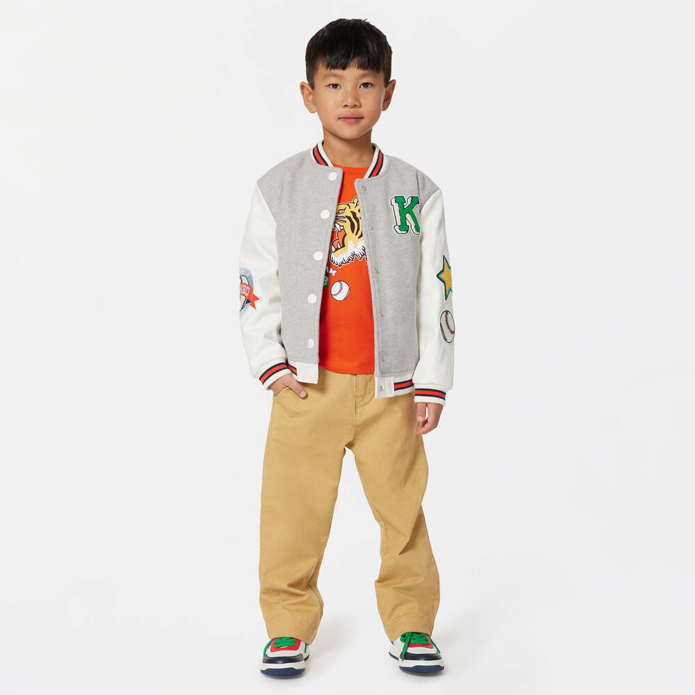 KENZO KIDS - Boys Orange Cotton Varsity Tiger T-Shirt