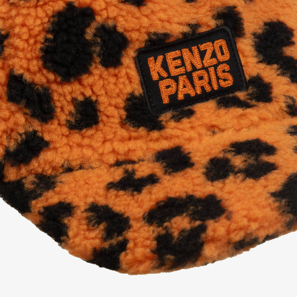 KENZO KIDS-Оранжевая кепка из флиса с леопардовым принтом для детей | Childrensalon Outlet