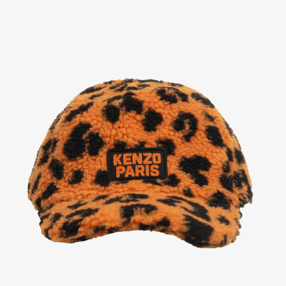 KENZO KIDS-Оранжевая кепка из флиса с леопардовым принтом для детей | Childrensalon Outlet