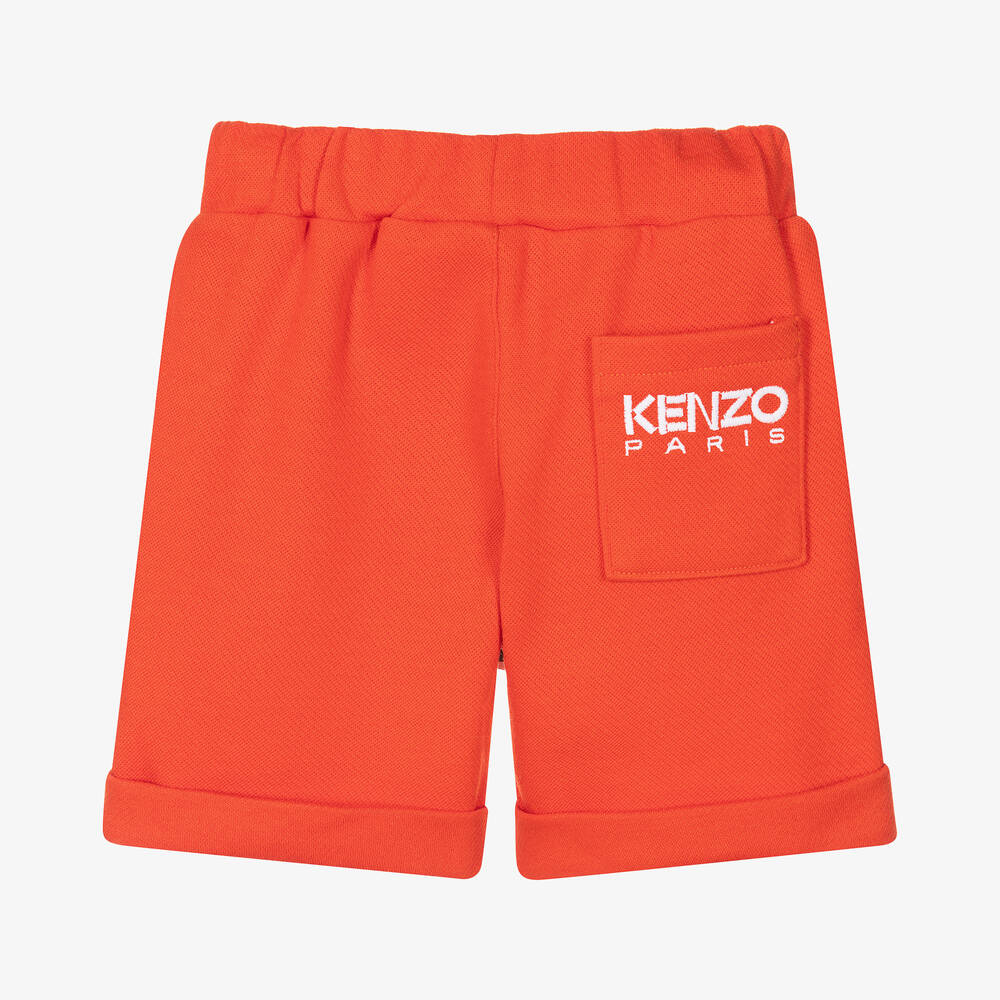 KENZO KIDS Boys Orange Jersey Twill Logo Shorts