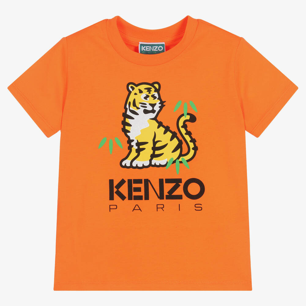 KENZO KIDS - Boys Orange KOTORA Logo T-Shirt | Childrensalon