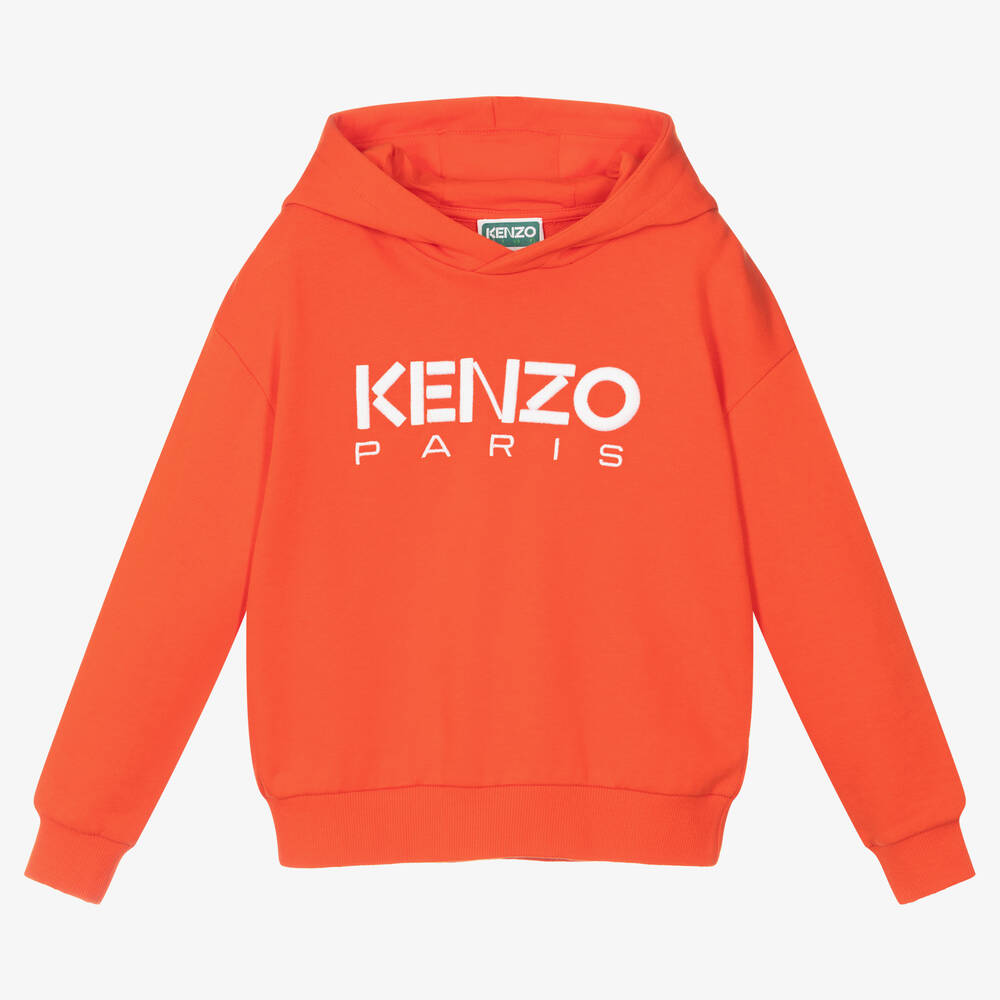 KENZO KIDS - Boys Orange Logo Hoodie | Childrensalon