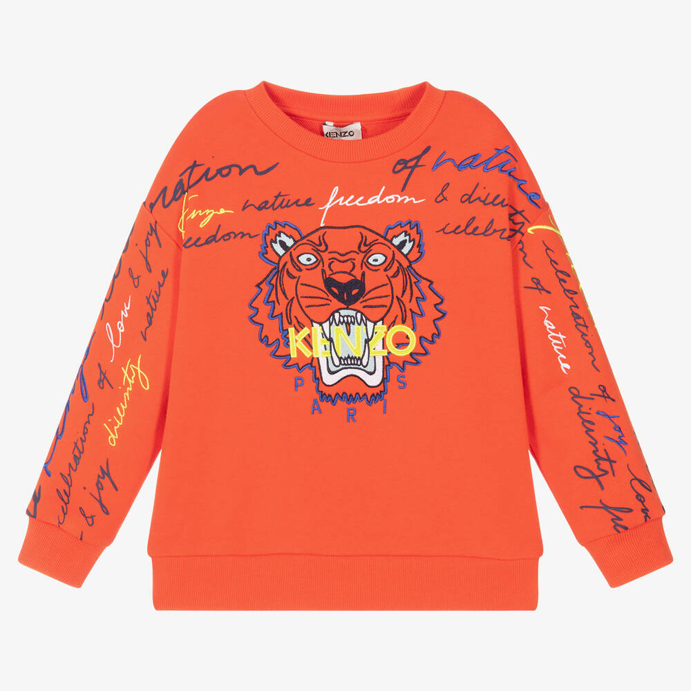 KENZO KIDS - Sweat orange Tigre Garçon | Childrensalon