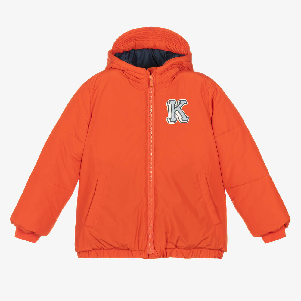 KENZO KIDS - Boys Orange Varsity Tiger Padded Jacket | Childrensalon