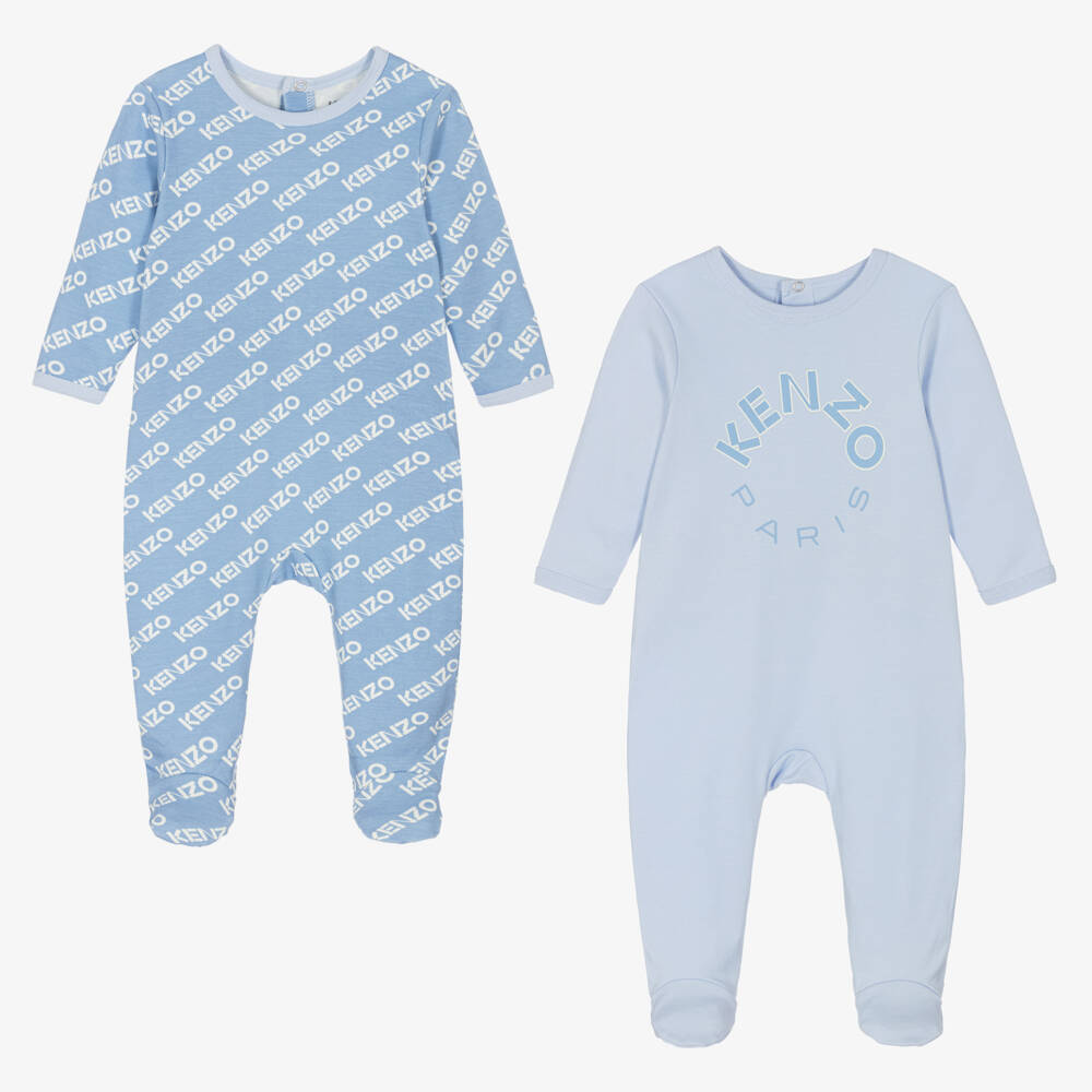 KENZO KIDS-Boys' Pair of Blue Cotton Sleepsuits | Childrensalon Outlet