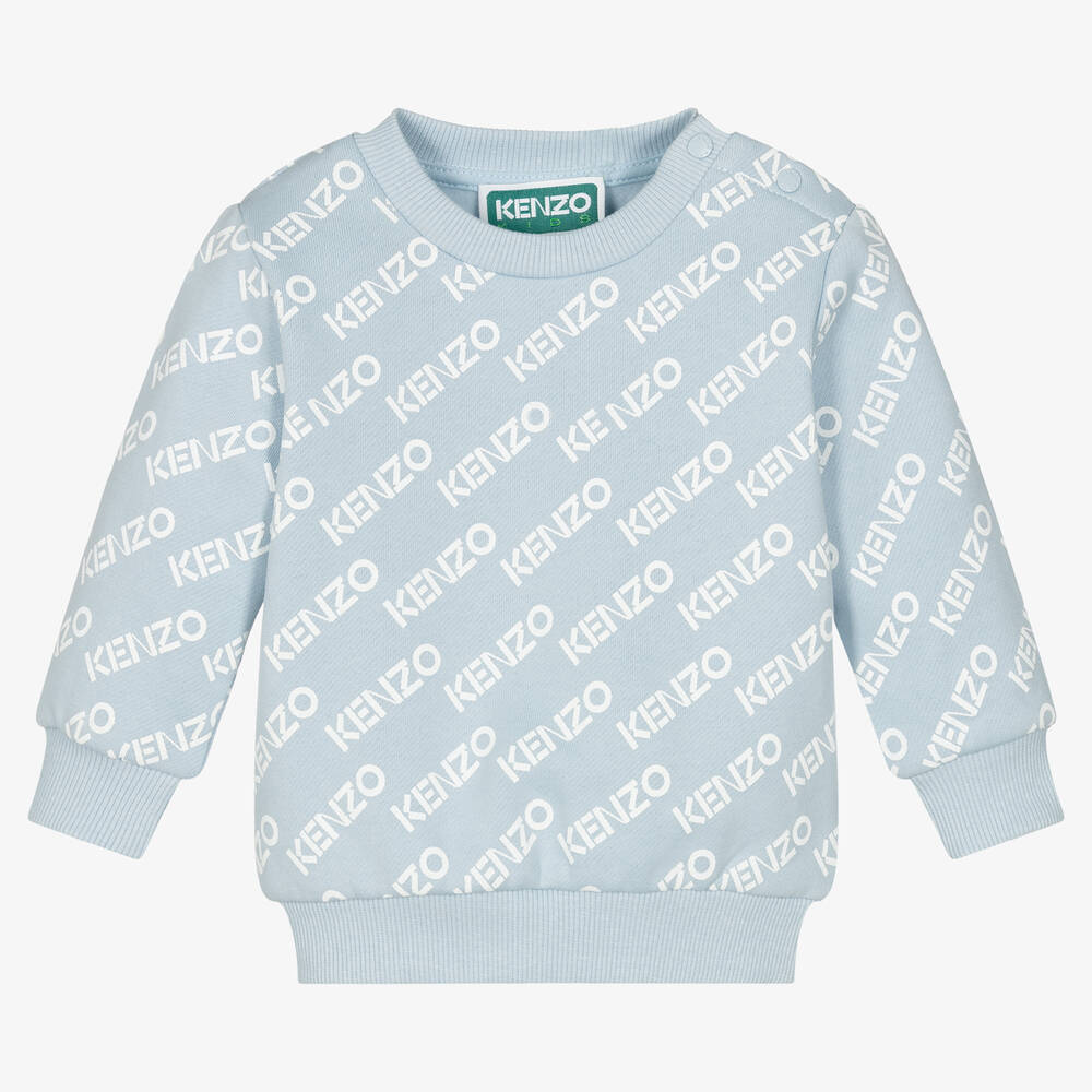 KENZO KIDS - Boys Pale Blue Cotton Sweatshirt | Childrensalon