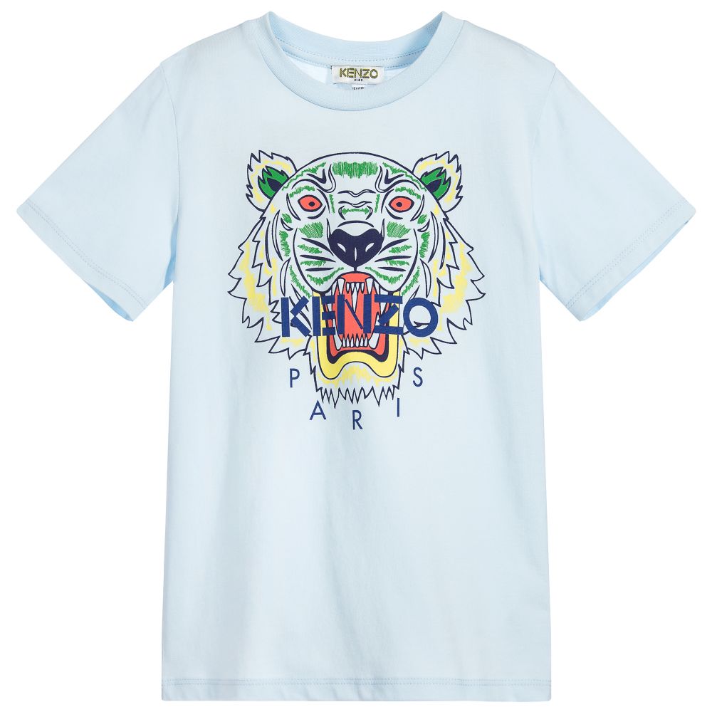 KENZO KIDS-Boys Pale Blue Tiger T-Shirt | Childrensalon Outlet