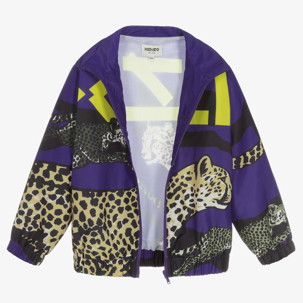 KENZO KIDS - Boys Purple Cheetah Zip-Up Top | Childrensalon