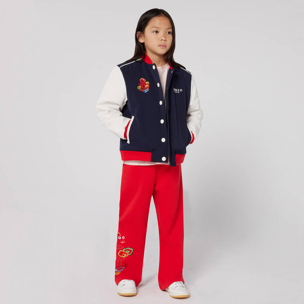 KENZO KIDS-Куртка-бомбер синий с простежкой для мальчиков | Childrensalon Outlet