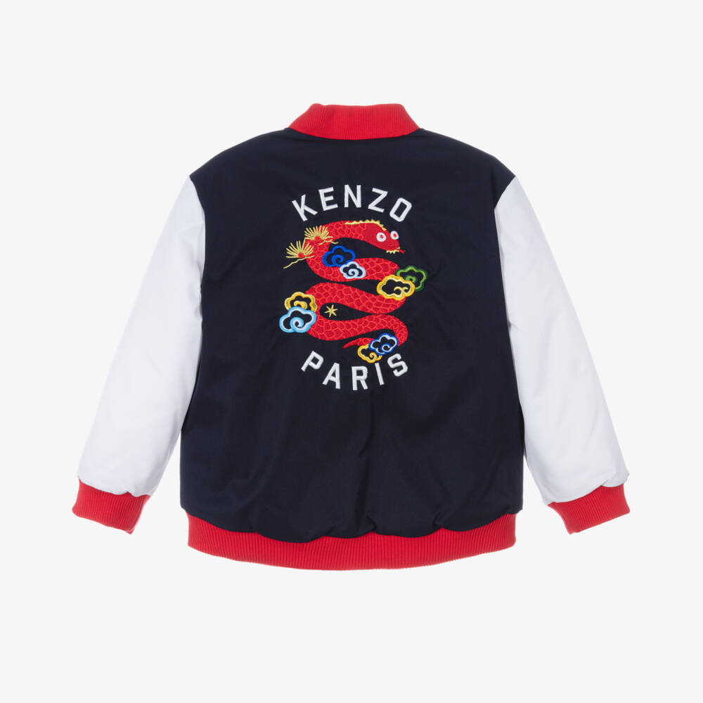 KENZO KIDS-Куртка-бомбер синий с простежкой для мальчиков | Childrensalon Outlet