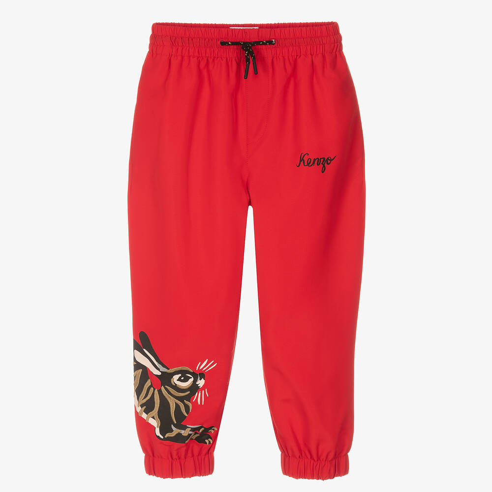KENZO KIDS-Boys Rabbit & Logo Red Joggers | Childrensalon Outlet