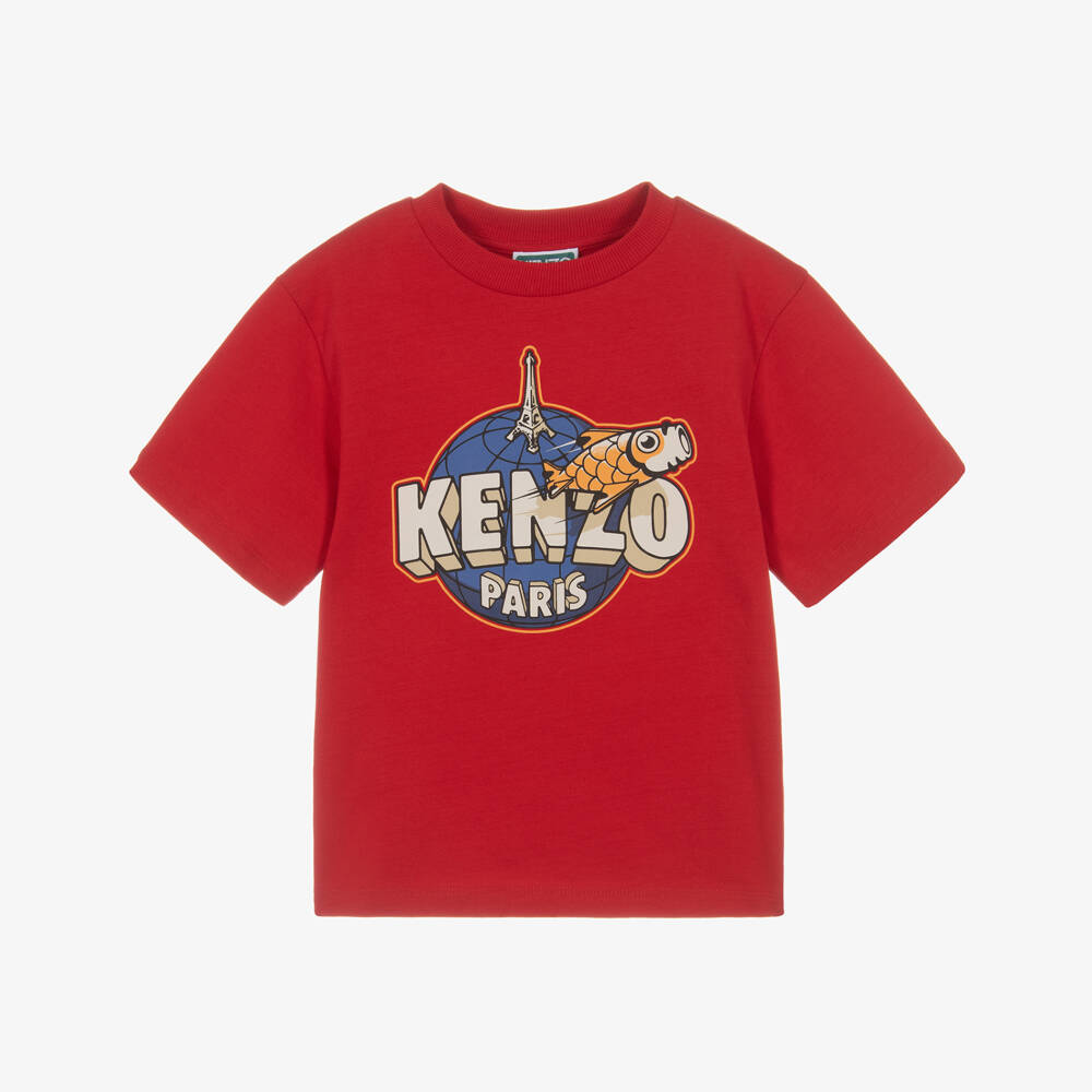 KENZO KIDS-Boys Red Cotton Cosmic Graphic T-Shirt | Childrensalon Outlet