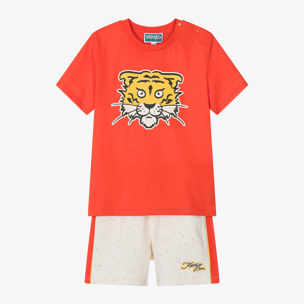 KENZO KIDS-Boys Red Cotton Tiger Shorts Set | Childrensalon Outlet