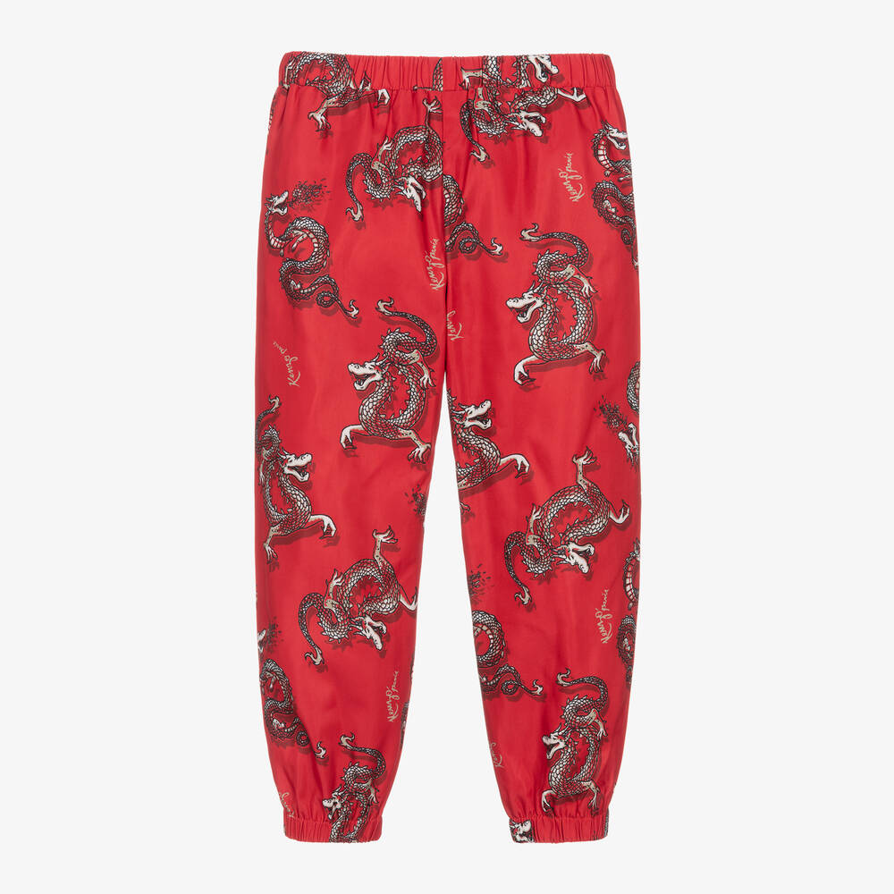 كينزو كيدز-بنطلون ساتان تويل لون أحمر للأولاد | Childrensalon Outlet