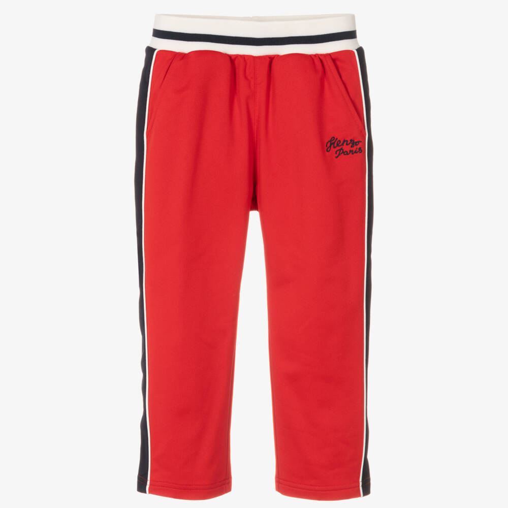 KENZO KIDS-Boys Red Snake Embroidered Jersey Trousers | Childrensalon Outlet
