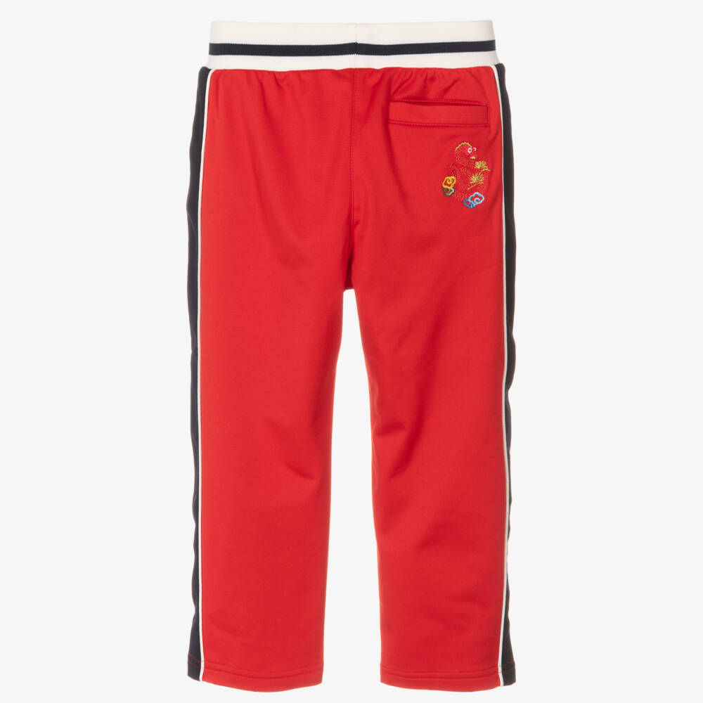 KENZO KIDS-Boys Red Snake Embroidered Jersey Trousers | Childrensalon Outlet