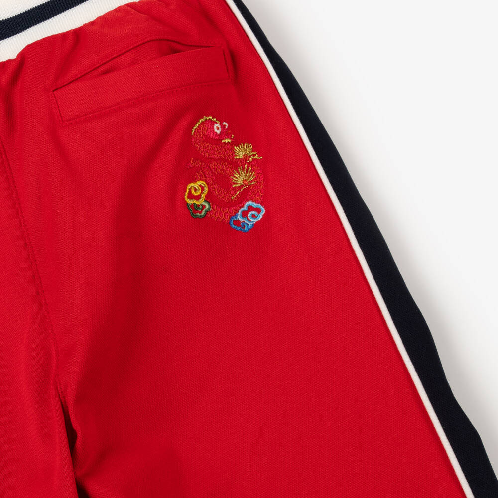 KENZO KIDS-Boys Red Snake Embroidered Jersey Trousers | Childrensalon Outlet