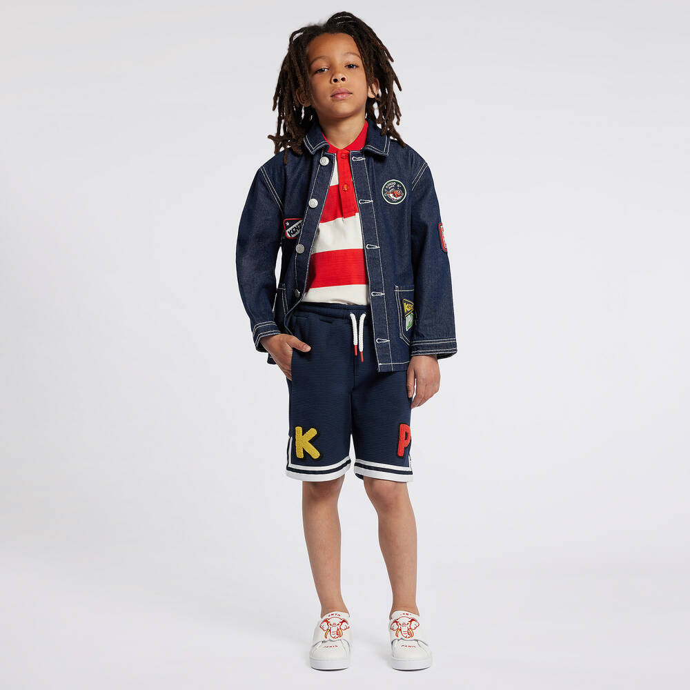 KENZO KIDS Boys Red Striped Cotton Polo Shirt Childrensalon Outlet