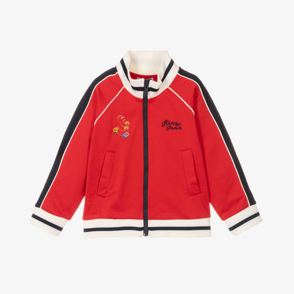 KENZO KIDS-Boys Scarlet Snake Embroidered Zip-Up | Childrensalon Outlet