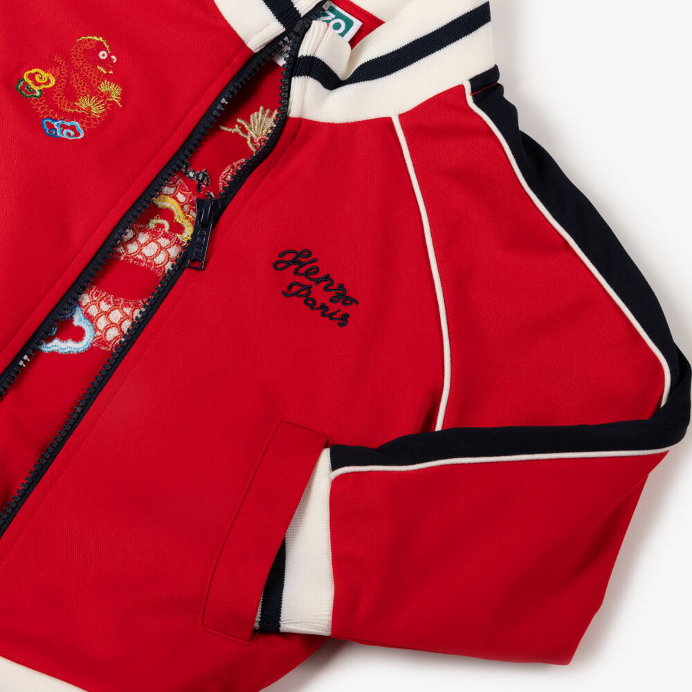 KENZO KIDS-Boys Scarlet Snake Embroidered Zip-Up | Childrensalon Outlet