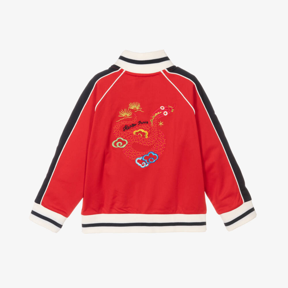 KENZO KIDS-Boys Scarlet Snake Embroidered Zip-Up | Childrensalon Outlet