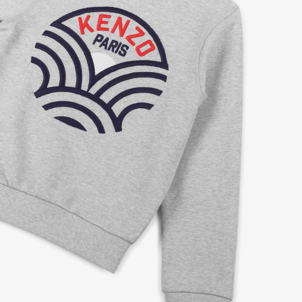 KENZO KIDS-Boys Seigaiha Grey Sweatshirt | Childrensalon Outlet