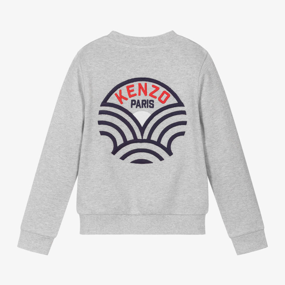 KENZO KIDS-Boys Seigaiha Grey Sweatshirt | Childrensalon Outlet