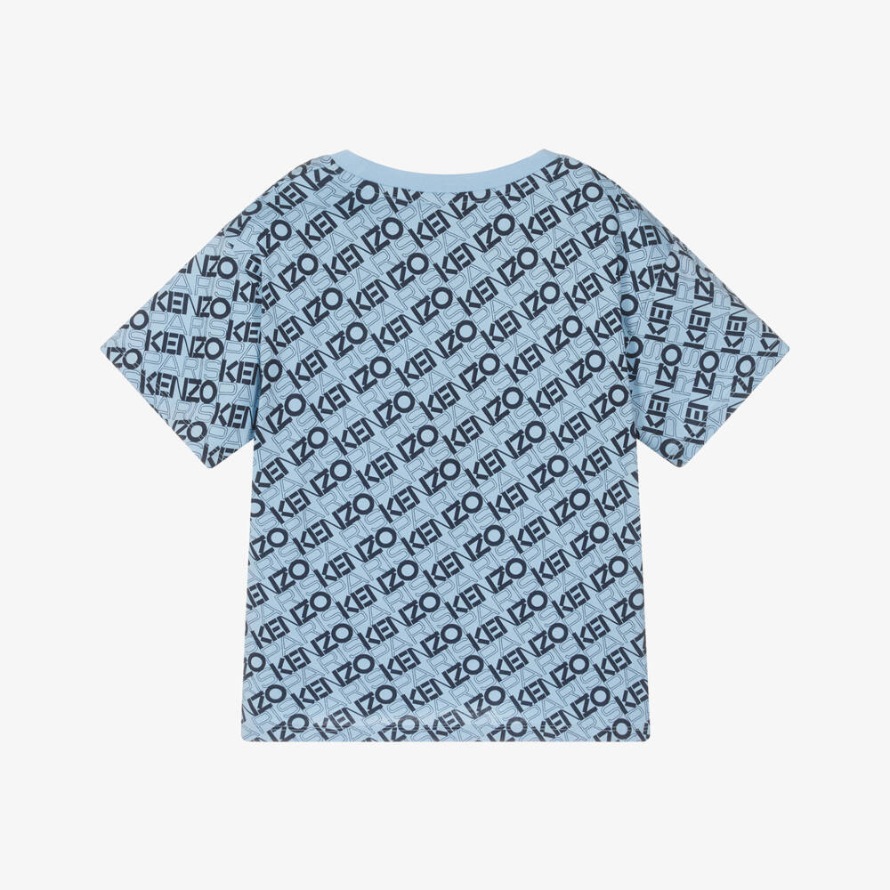 KENZO KIDS-Boys Sky Blue Logo Tee | Childrensalon Outlet