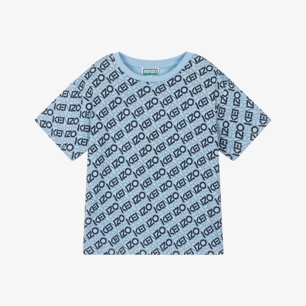 KENZO KIDS-Boys Sky Blue Logo Tee | Childrensalon Outlet