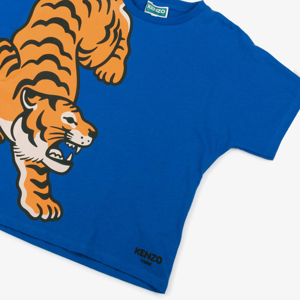 KENZO KIDS-Boys Soft Blue Tiger Tee | Childrensalon Outlet