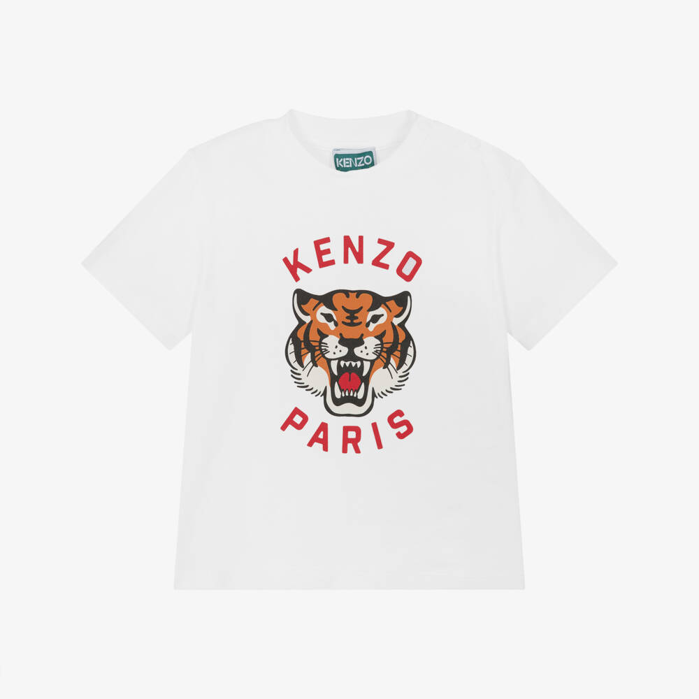 KENZO KIDS-Boys' Soft White Tiger Tee | Childrensalon Outlet