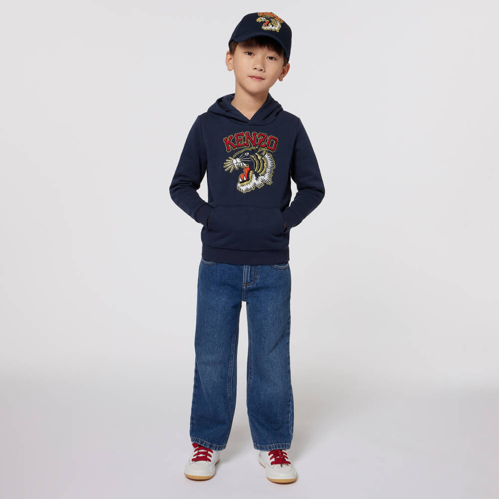 KENZO KIDS-Boys Varsity Navy Tiger Hoodie | Childrensalon Outlet