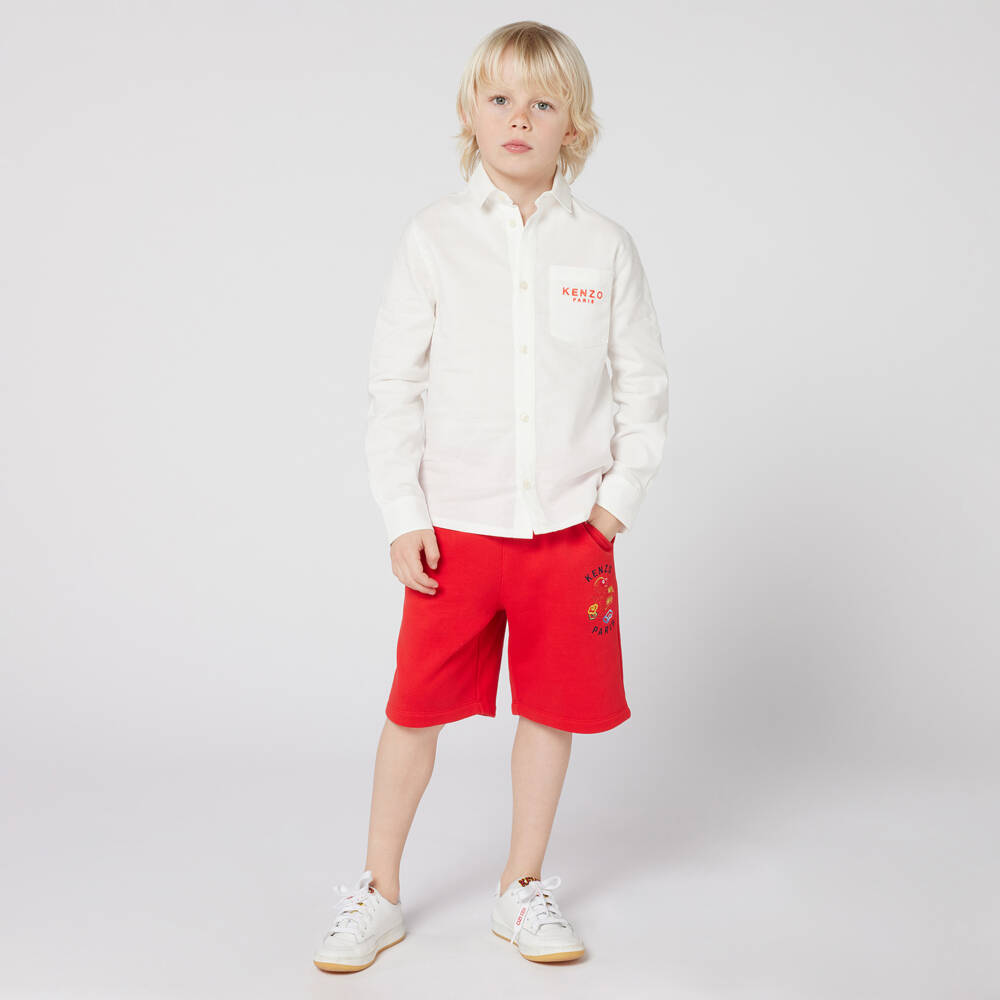 KENZO KIDS-Boys Vibrant Red Snake Shorts | Childrensalon Outlet
