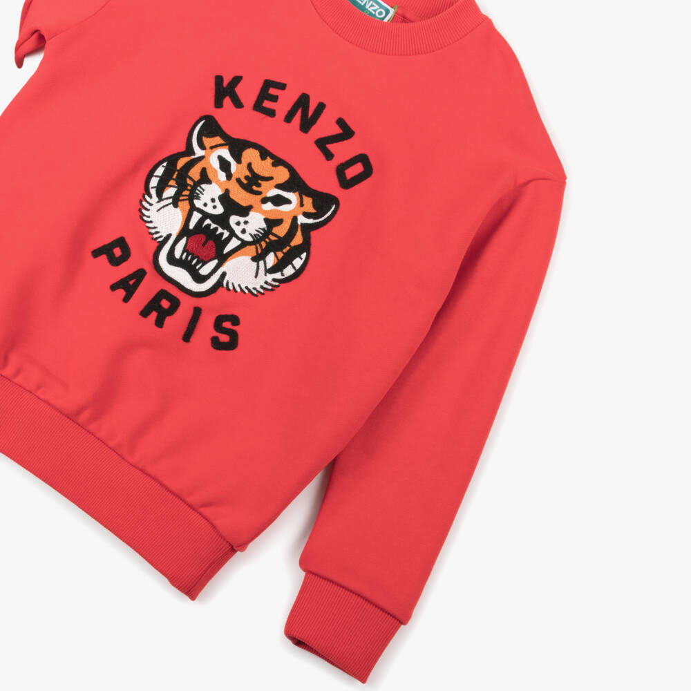 KENZO KIDS-Boys Vibrant Red Tiger Pullover | Childrensalon Outlet