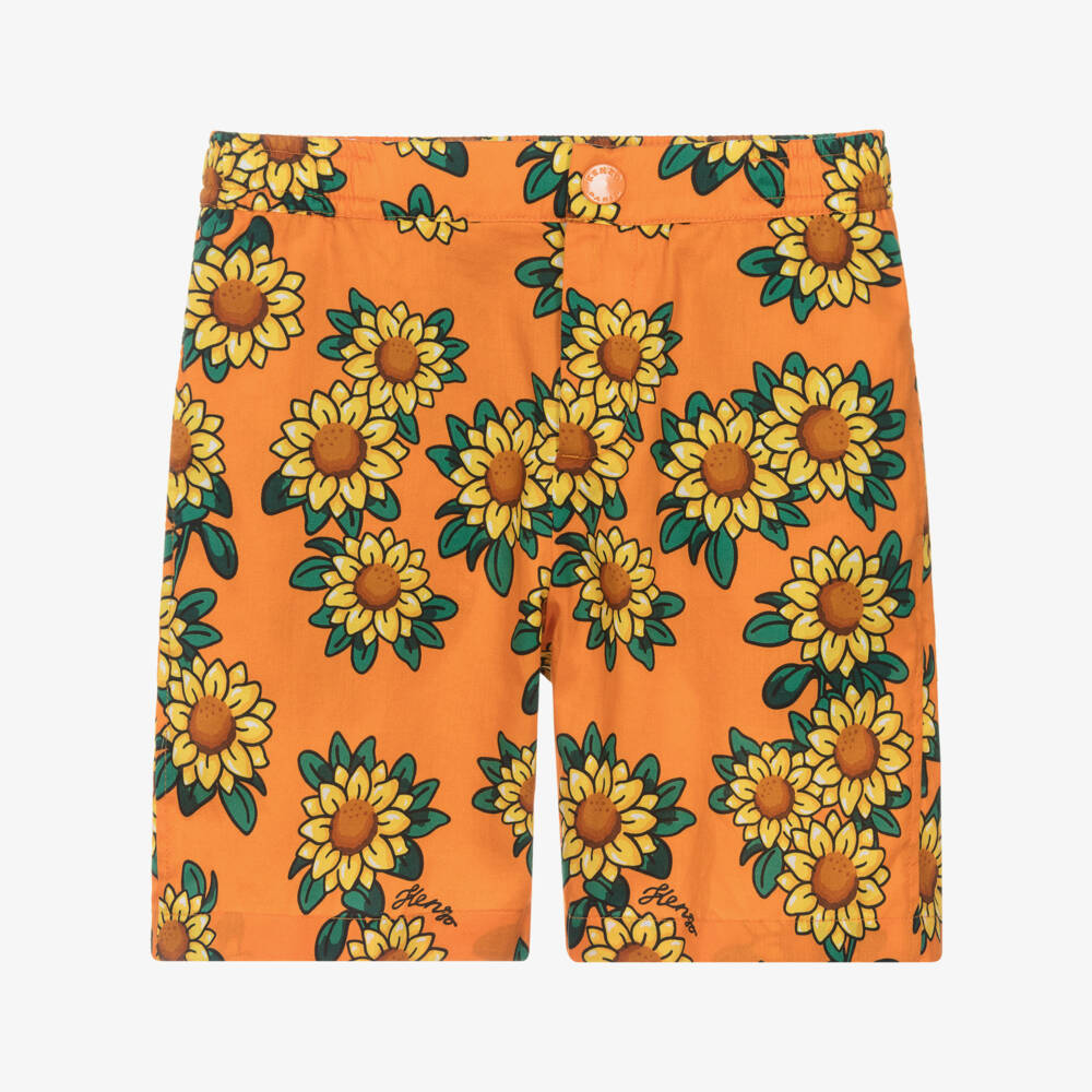 KENZO KIDS-Яркие хлопковые шорты с подсолнухами для мальчиков | Childrensalon Outlet