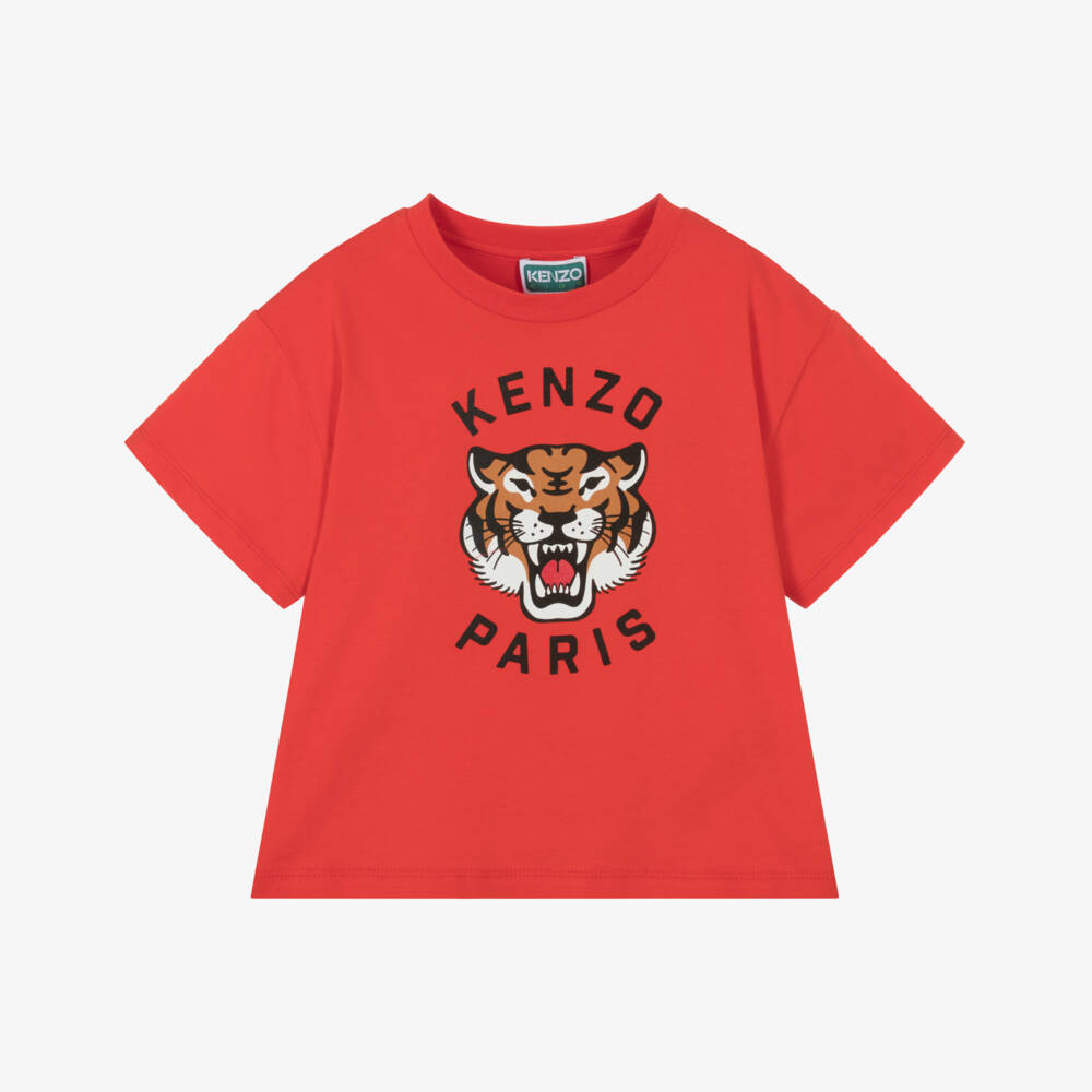 KENZO KIDS-Яркая хлопковая футболка с тигром для мальчиков | Childrensalon Outlet