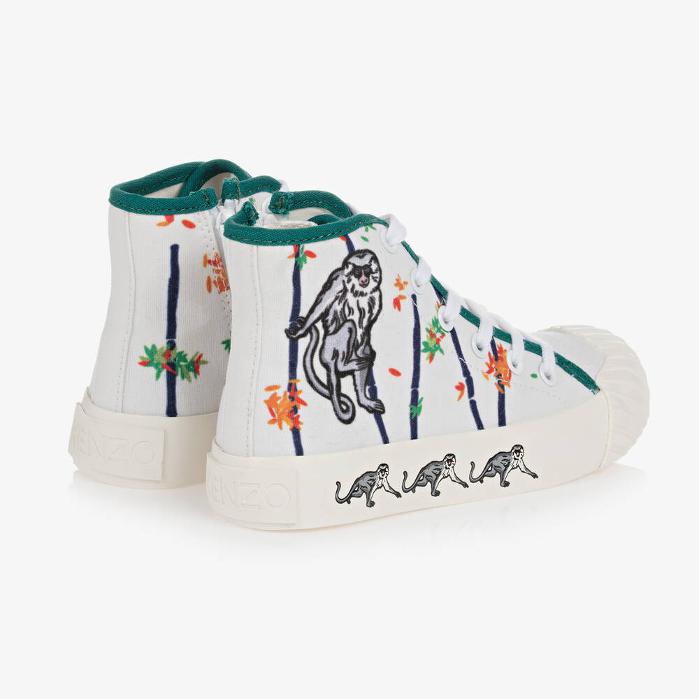 KENZO KIDS-Boys White Bamboo High-Top Trainers | Childrensalon Outlet