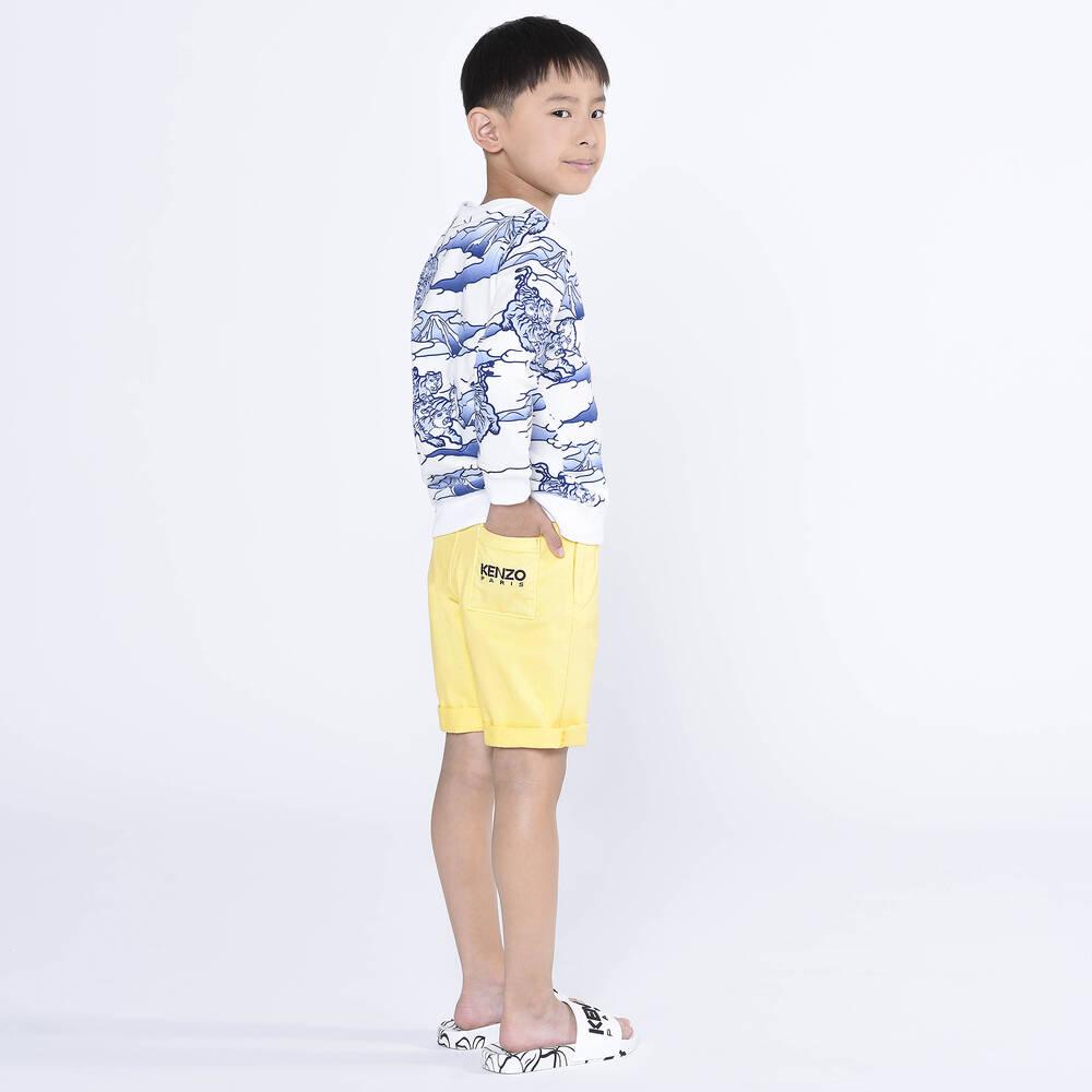 KENZO KIDS-Бело-синий хлопковый свитшот | Childrensalon Outlet