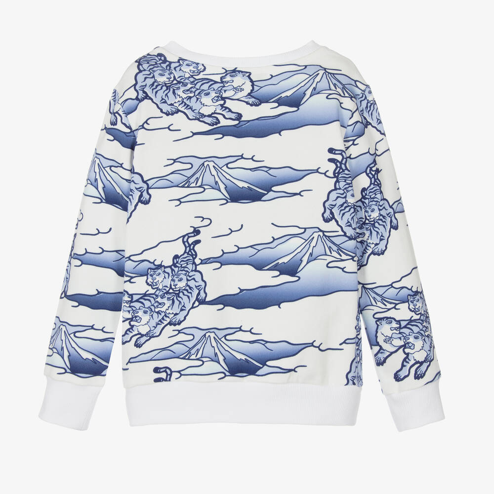 KENZO KIDS-Бело-синий хлопковый свитшот | Childrensalon Outlet