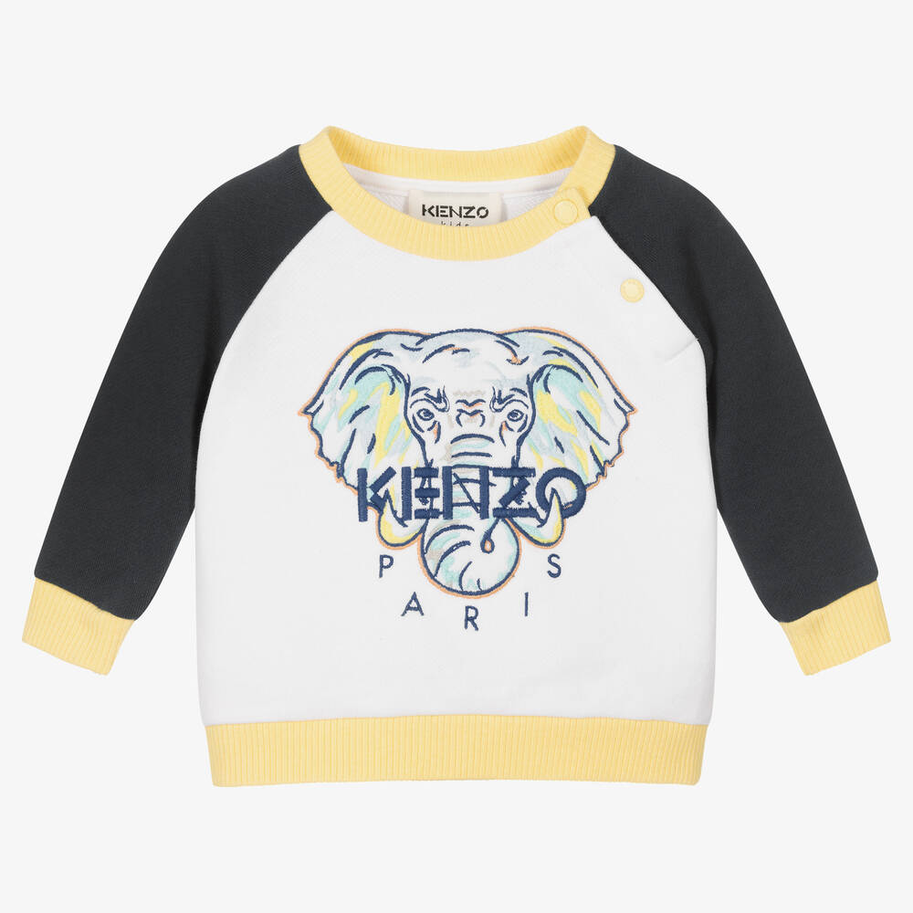 KENZO KIDS - Boys White & Blue Elephant Sweatshirt | Childrensalon