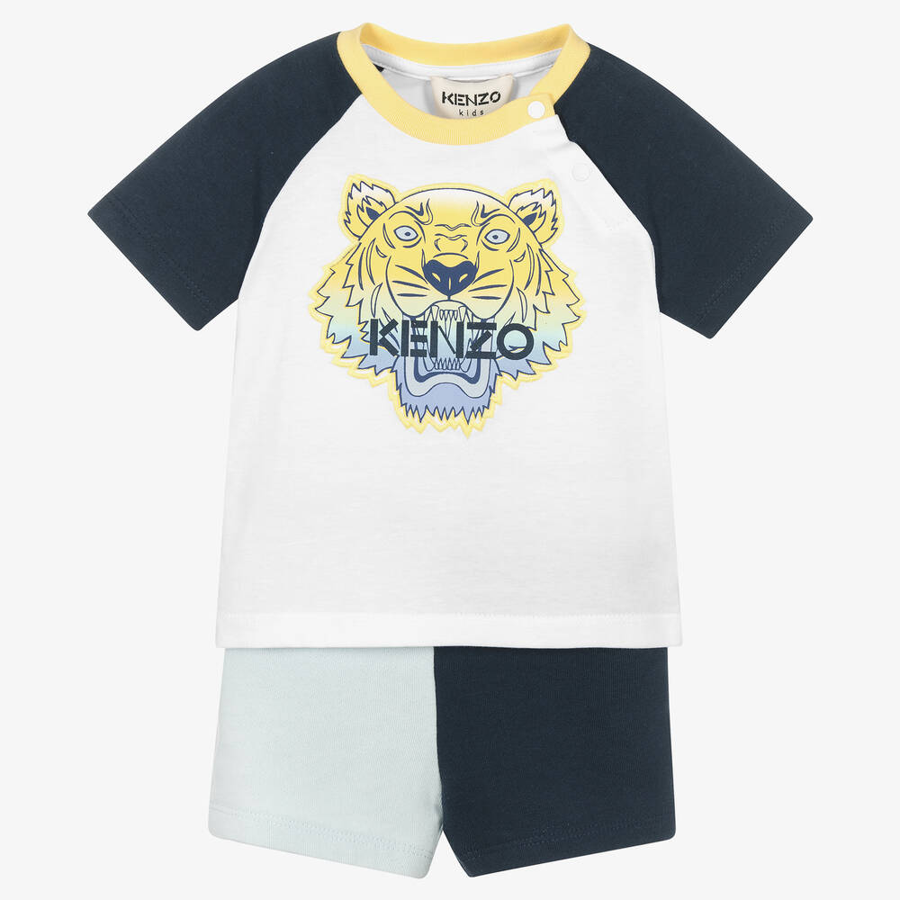 KENZO KIDS - Tiger-Top & Shorts Set in Weiß-Blau | Childrensalon