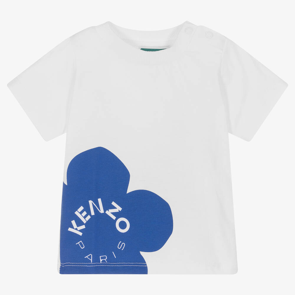 KENZO KIDS - Boys White Cotton Boke Flower T-Shirt | Childrensalon