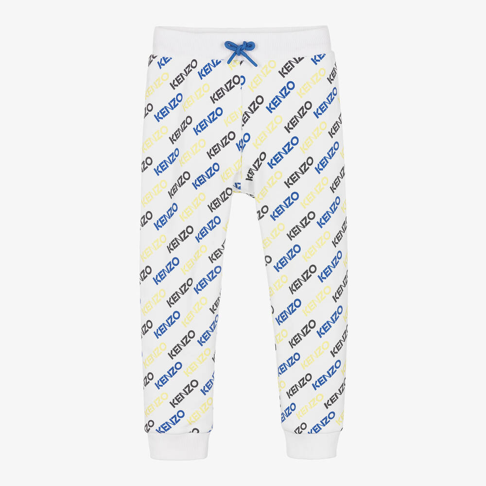 KENZO KIDS - Boys White Cotton Logo Joggers | Childrensalon