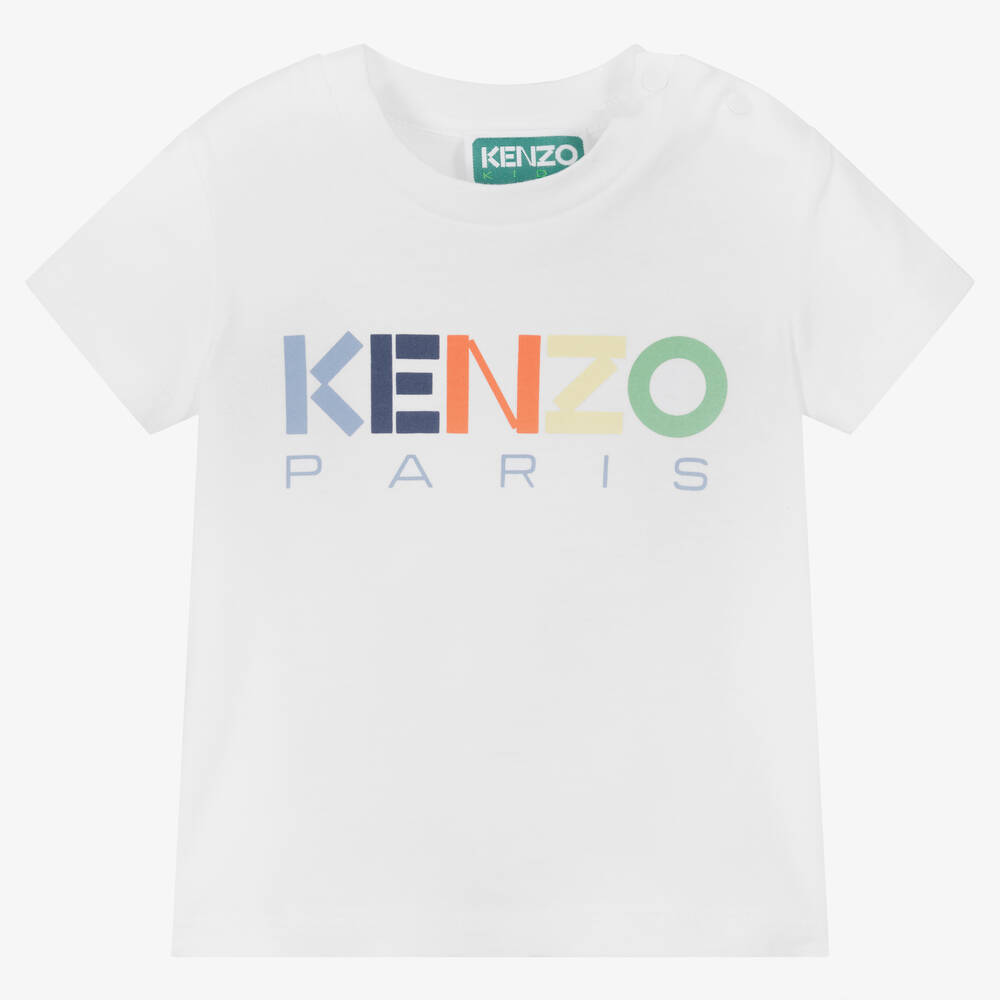 KENZO KIDS - Boys White Cotton Logo T-Shirt | Childrensalon