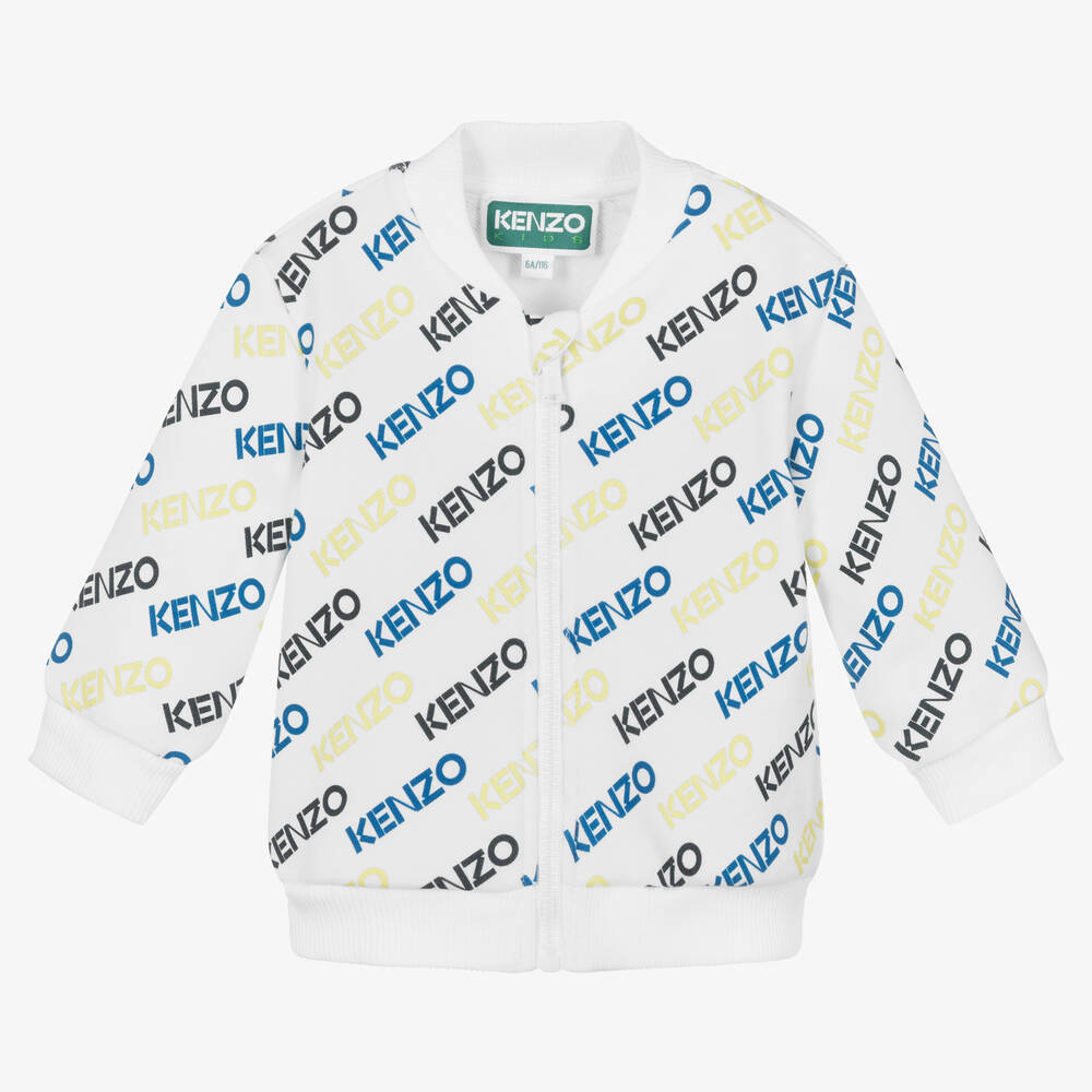KENZO KIDS-توب بسحّاب أطفال ولادي قطن لون أبيض | Childrensalon Outlet